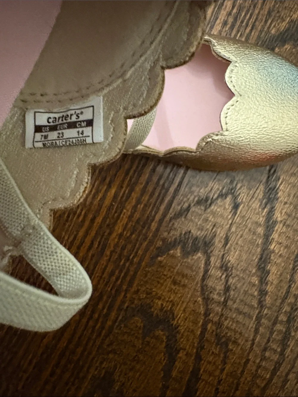 Carter's Metallic Gold Toddler Mary Jane Flats with Pink Insole